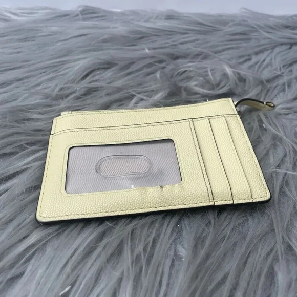 Marc Jacobs Leather Top Zip Card Case Wristlet Wallet Light Yellow - Picture 4 of 6